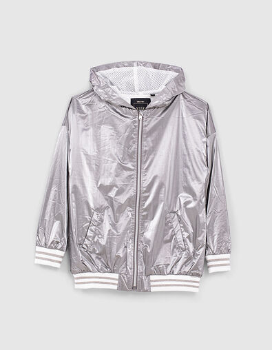 Blouson dark silver nylon à capuche fille  - IKKS