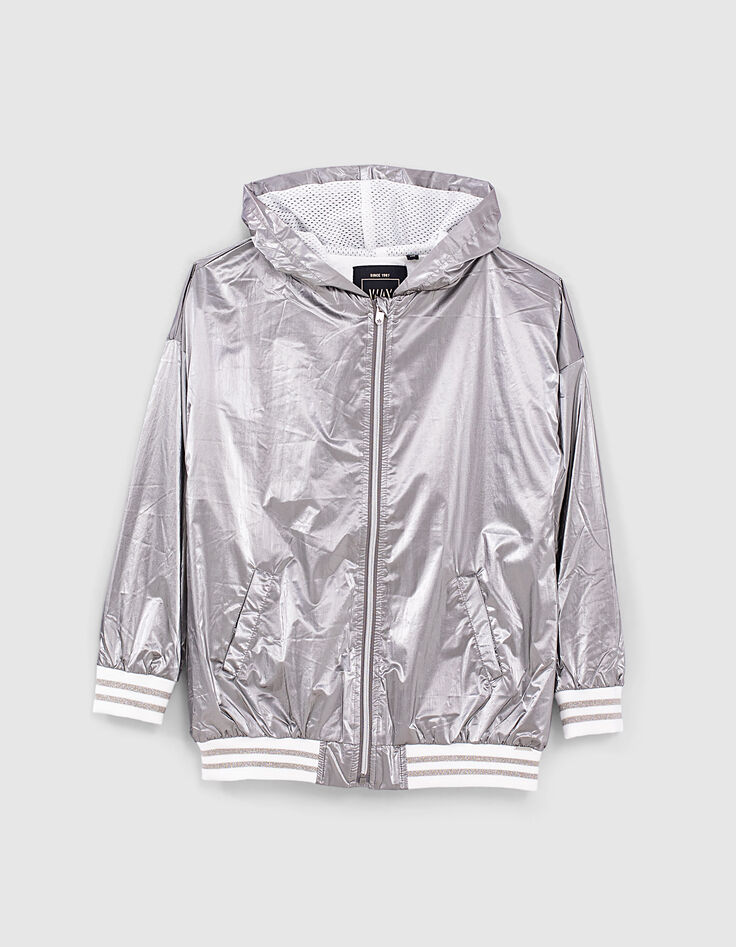 Blouson dark silver nylon à capuche fille -1