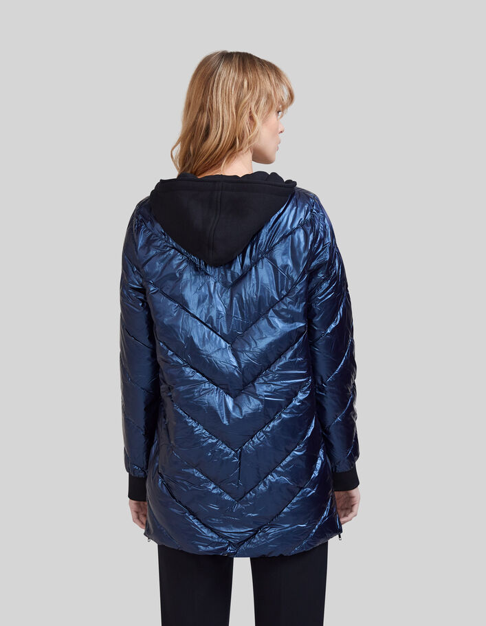 Women’s nylon hooded mid-length light padded jacket-3