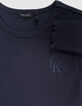 Marineblaues Mädchen-Tüllkleid Mischgewebe Leo-Schleife-6