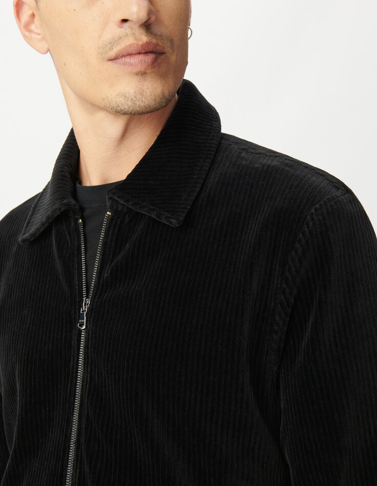 Cardigan zippé noir maille velours côtelée Homme-4 Cardigan zippé noir maille velours côtelée Homme-4