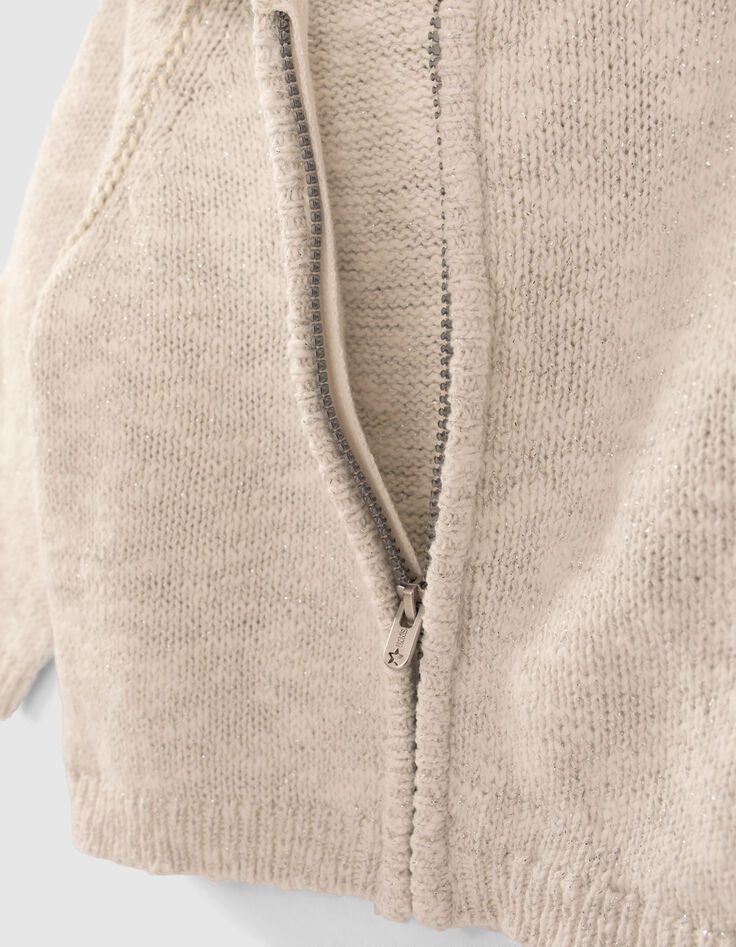 Cardigan blanc cassé tricot pailleté bébé fille-5