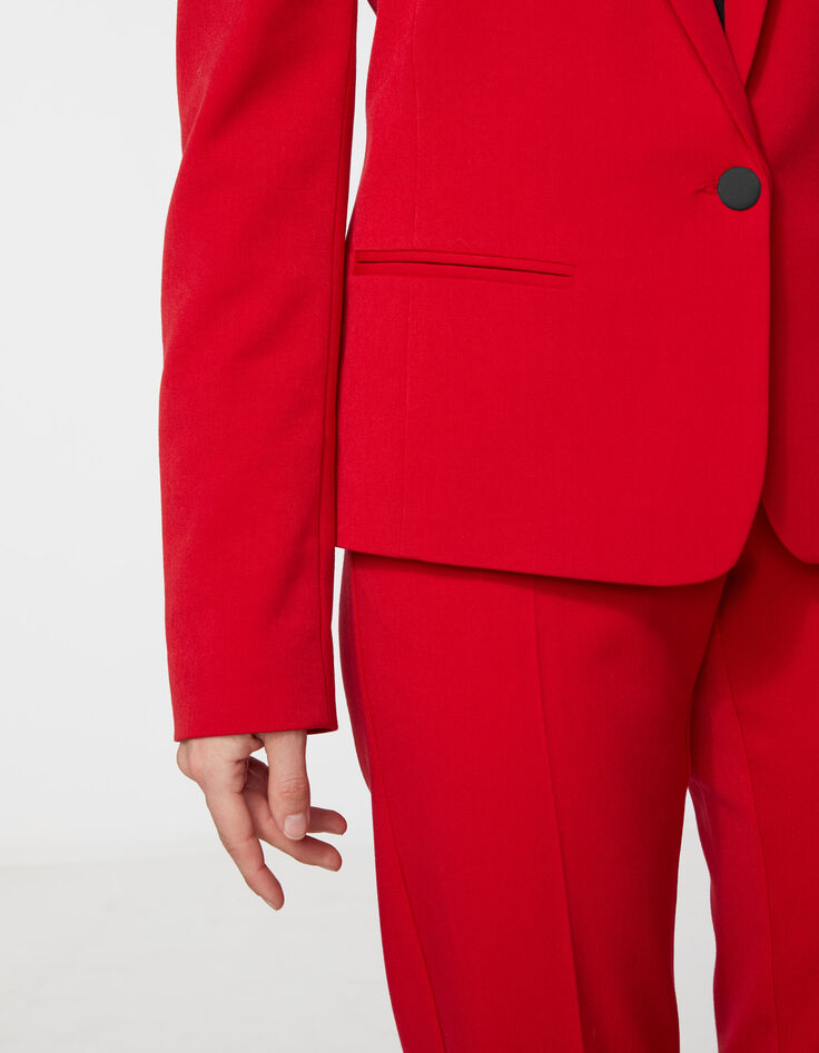 Rode twill bistretch damesblazer bliksemdetails-5