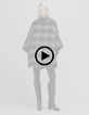 Oversized grijze geruite cape voor dames-7