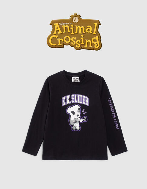 Zwart T-shirt ANIMAL CROSSING™ opdruk K.K. Slider jongens