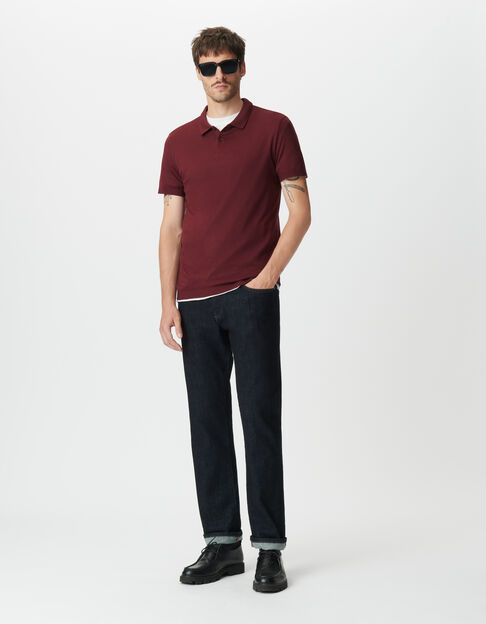 Polo bordeaux coton modal manches courtes Homme - IKKS