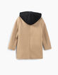 Manteau beige clair à capuche noire amovible fille-5