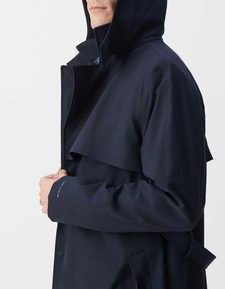 Men&rsquo;s navy nylon WATERPROOF trench coat-5