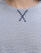 Women's navy blue striped white knotted organic cotton T-shirt-4