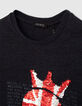 T-shirt navy tête de mort sequins réversibles garçon -2