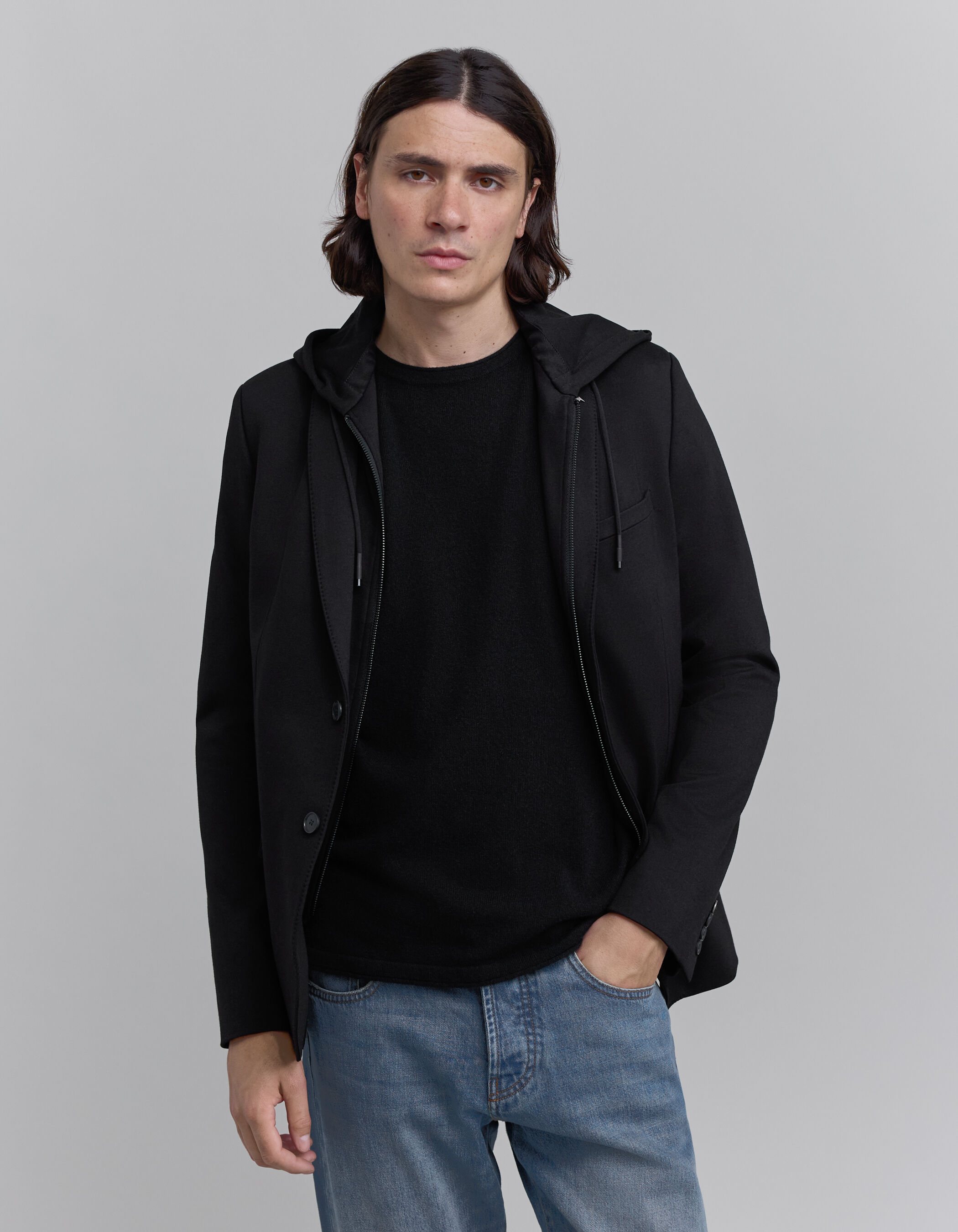 Veste noire Interlock a parementure amovible Homme IKKS