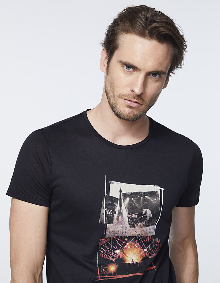Tee-shirt noir Rock Paris Homme-4