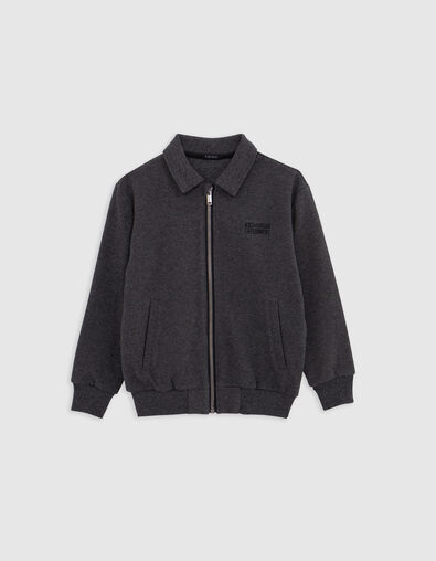 Cardigan zippé gris maille Ottoman broderie dos garçon - IKKS