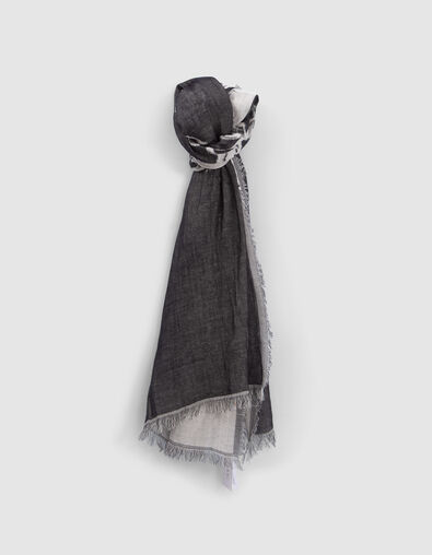 Women&rsquo;s black double-sided skull motif scarf - IKKS