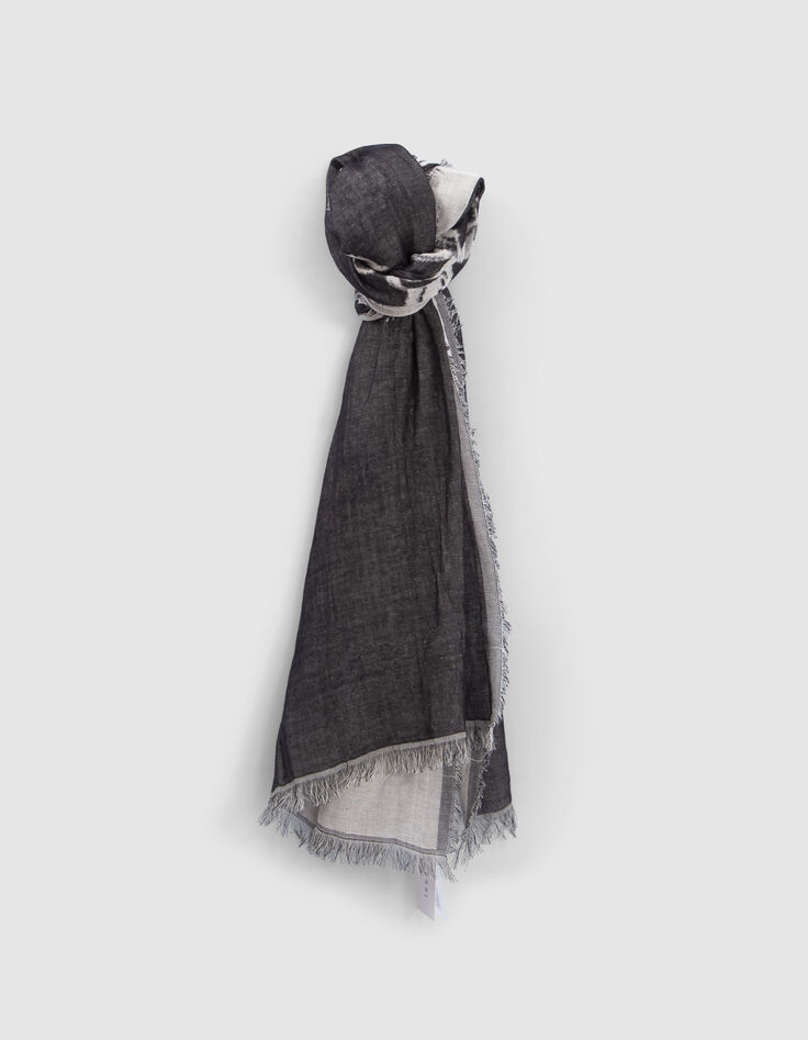Women&rsquo;s black double-sided skull motif scarf-1