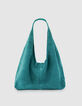 Sac Hobo vert cuir velours souple Femme-3