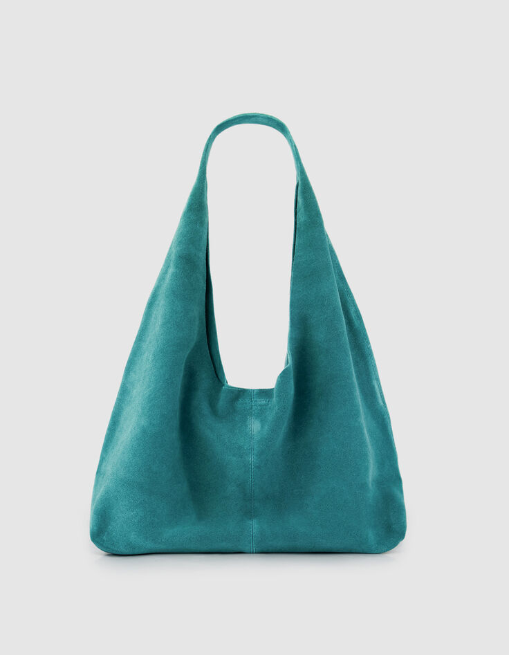 Sac Hobo vert cuir velours souple Femme-3