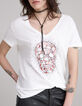 Wit T-shirt doodshoofdopdruk en studs Dames-5