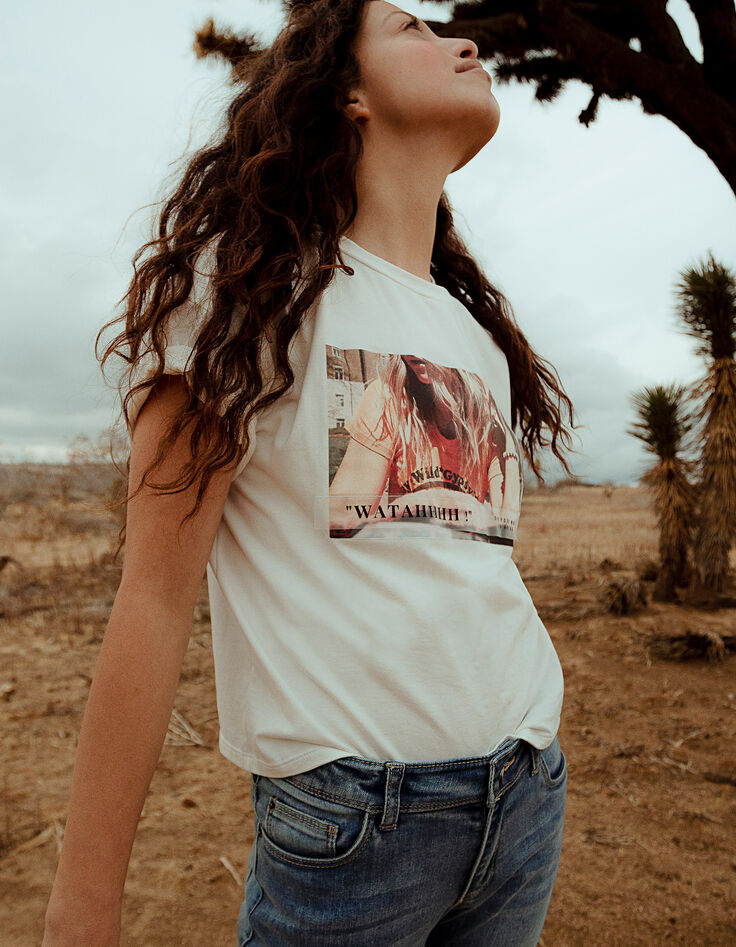 Tee-shirt blanc cassé WATAHHHH ! fille-1 Tee-shirt blanc cassé WATAHHHH ! fille-1