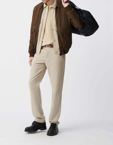 Blouson aviateur bronze en cuir Homme - IKKS