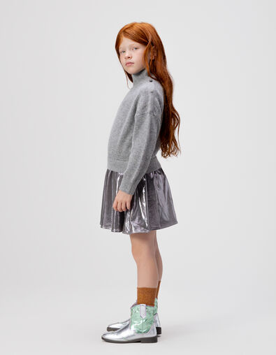 Girls’ grey knit and lamé mixed fabric dress - IKKS