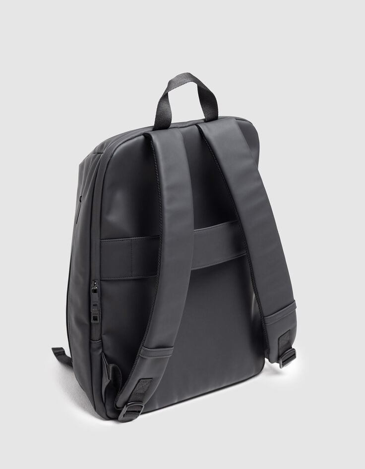 Schwarzer Nylon-Rucksack mit Wax-Effekt für Herren-2