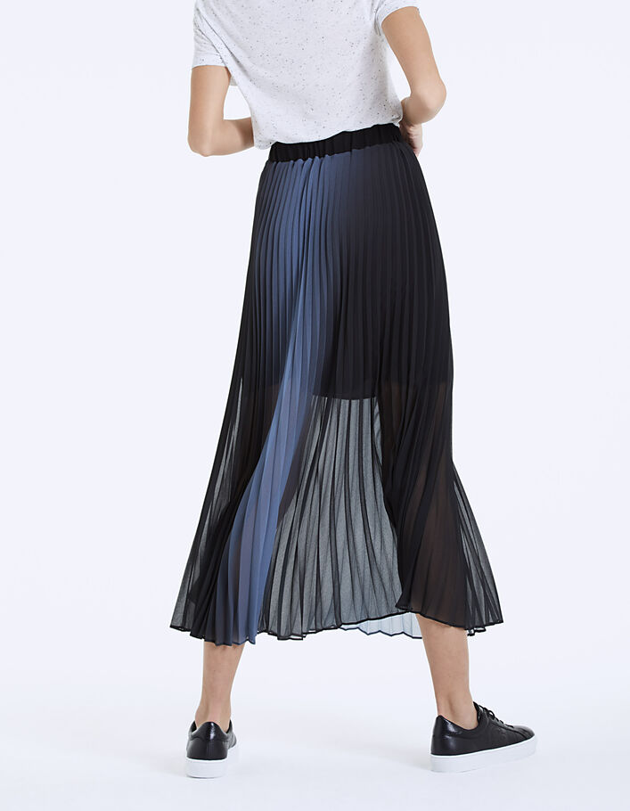 Ice black tiedye long pleated voile skirt