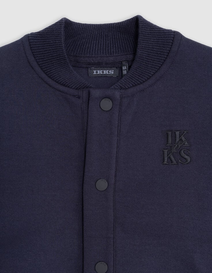 Navy vest mouwen gebreide logo's jongen-2