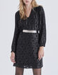 Robe noire jacquard motif baroque irisé Femme-2