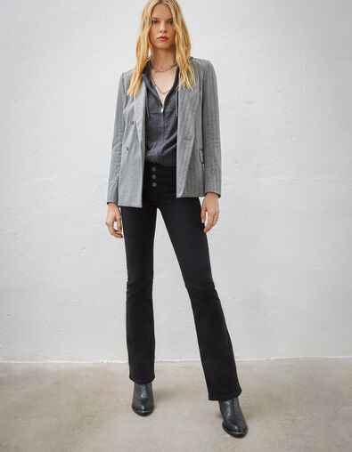 Women’s grey hooded cardigan with metallic rock intarsia - IKKS