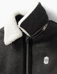 Boys’ anthracite grey marl Sherpa collar jacket-5