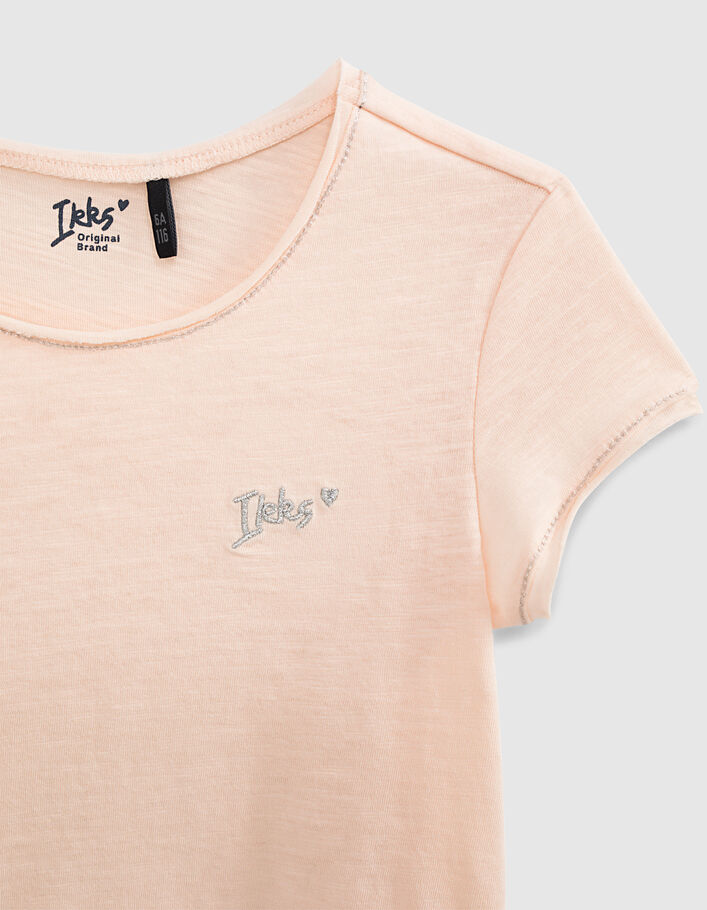 Girls’ powder pink Essential organic cotton T-shirt - IKKS
