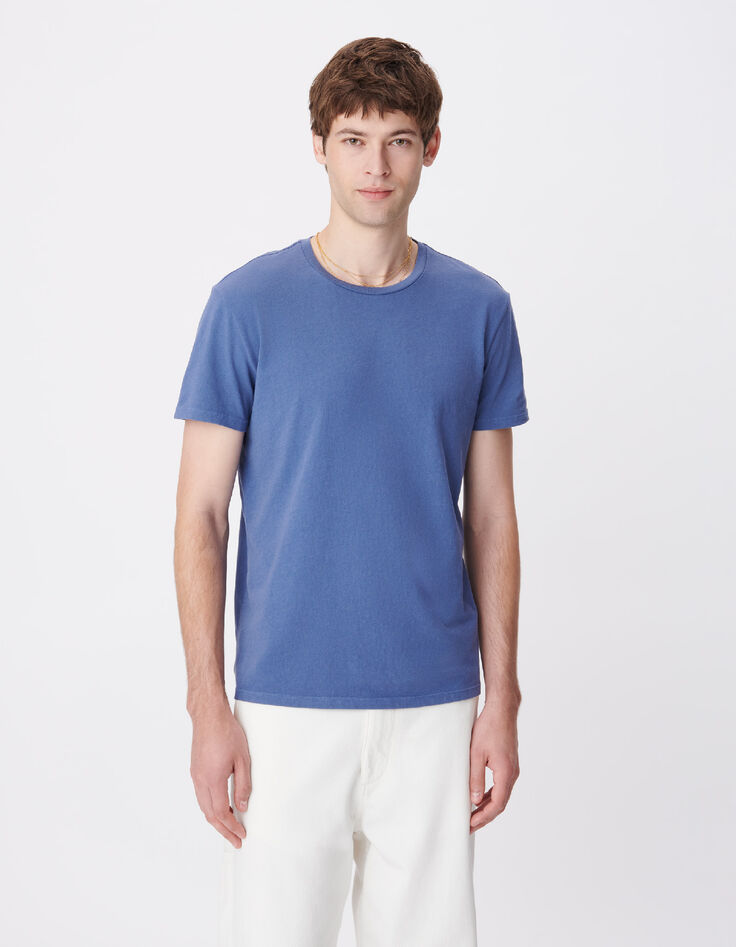 T-shirt col rond bleu coton bio Homme-5