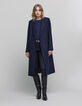Women's long navy pea coat-1