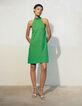 Robe menthe décor strass ton sur ton Femme-8