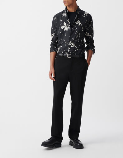 Men&rsquo;s black REGULAR shirt with star print - IKKS