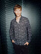Men’s black LENZING™ ECOVERO™ SLIM shirt with dark purple flower motif-10