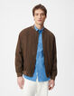 Blouson bomber marron tissu relief Homme-2