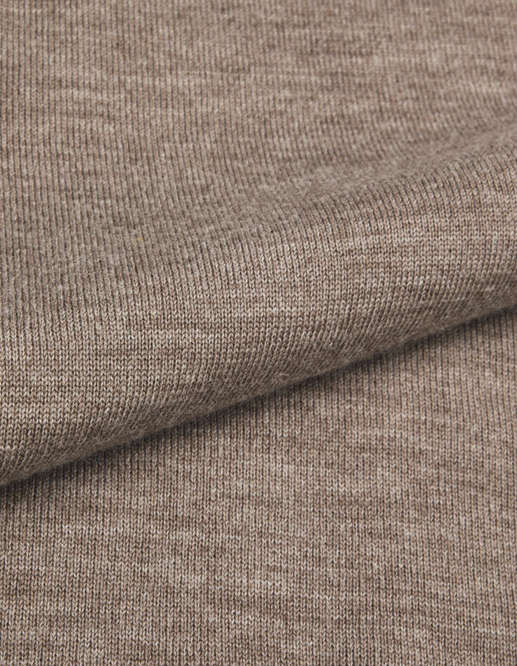 Pull col roul&eacute; beige tricot 100% laine Homme-9