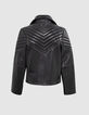 Schwarze Lederjacke 1440 Leather Story mit Steppnähten-3