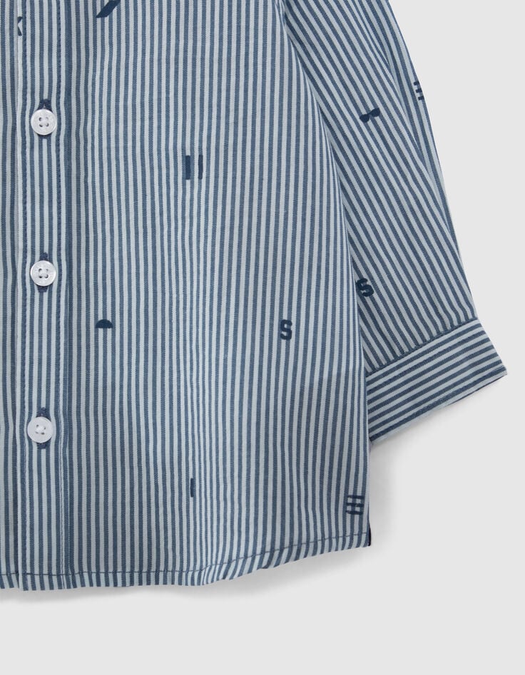Chemise bi-mati&egrave;re rayures et motifs &eacute;t&eacute; b&eacute;b&eacute; gar&ccedil;on-4