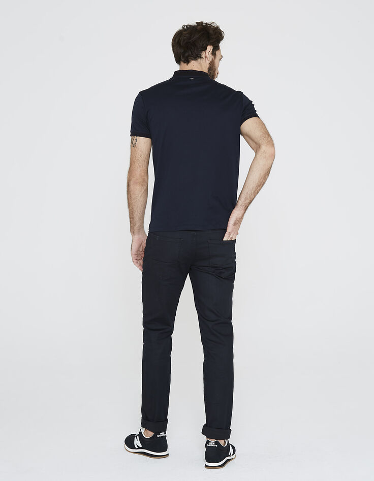 Polo marine col mao homme -2