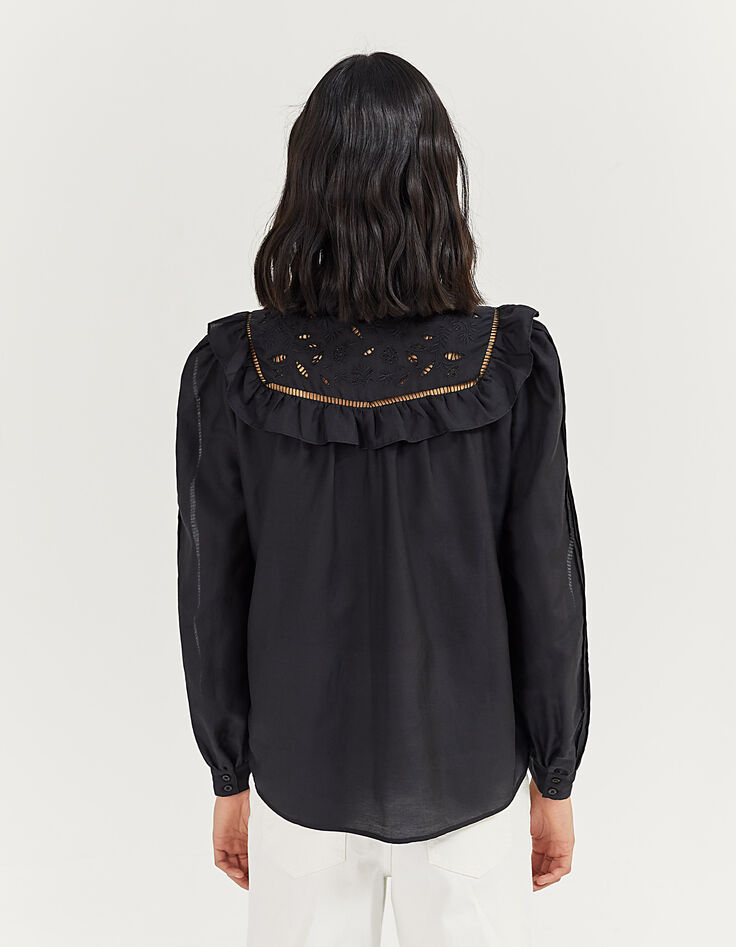 Women’s cotton & silk shirt with embroidery & ladderstitch-2