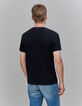 Herren-T-Shirt schwarz Bio-Baumwolle Jacquardmuster-3