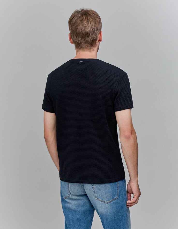 Herren-T-Shirt schwarz Bio-Baumwolle Jacquardmuster-3