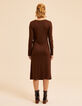 Robe tube longue marron &agrave; nouer c&ocirc;t&eacute; I.Code-4