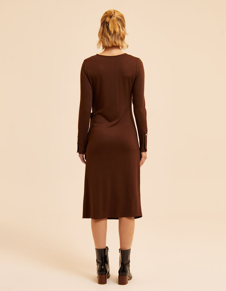 Robe tube longue marron &agrave; nouer c&ocirc;t&eacute; I.Code-4