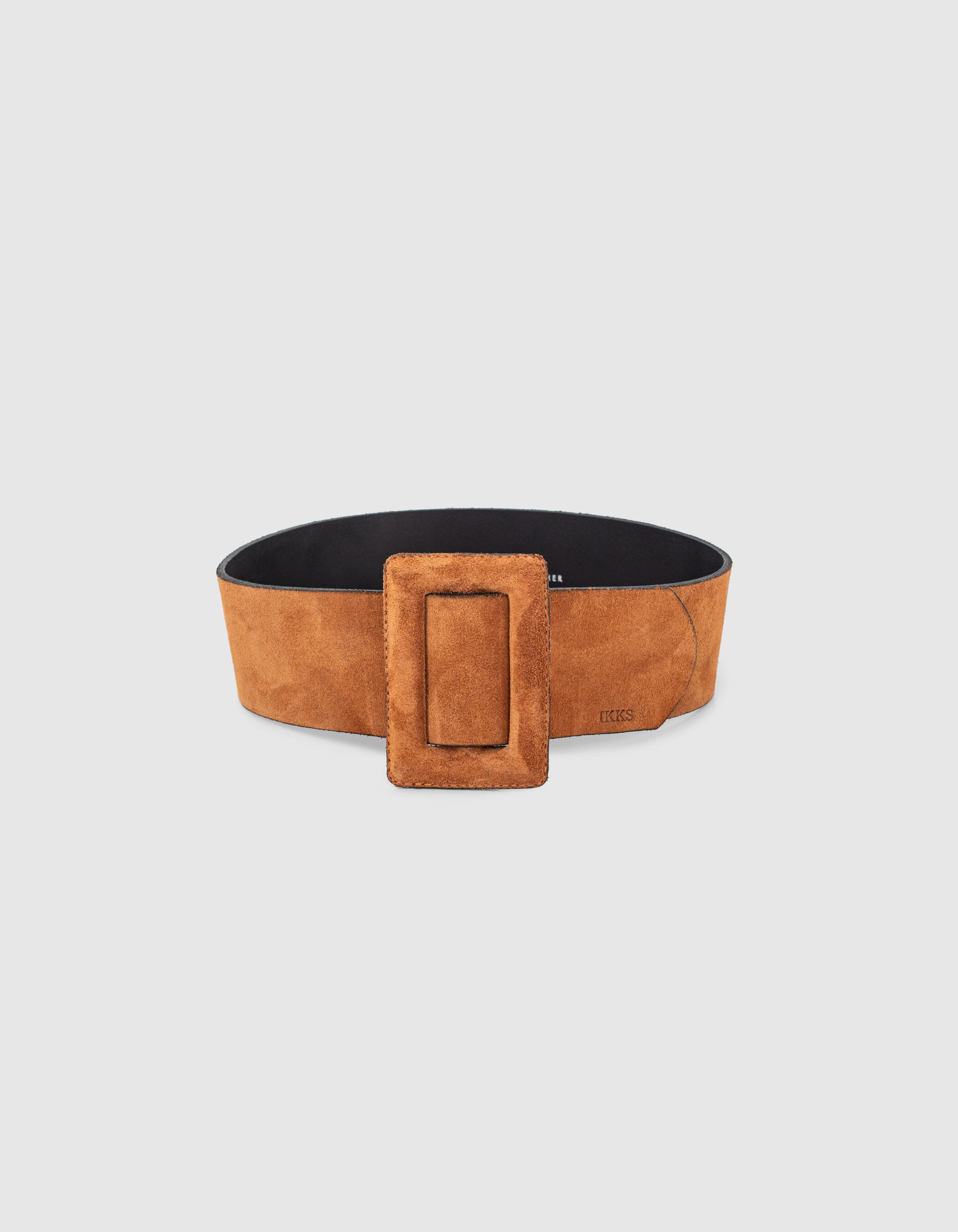 Ceinture large pour robe cuir suede camel femme IKKS