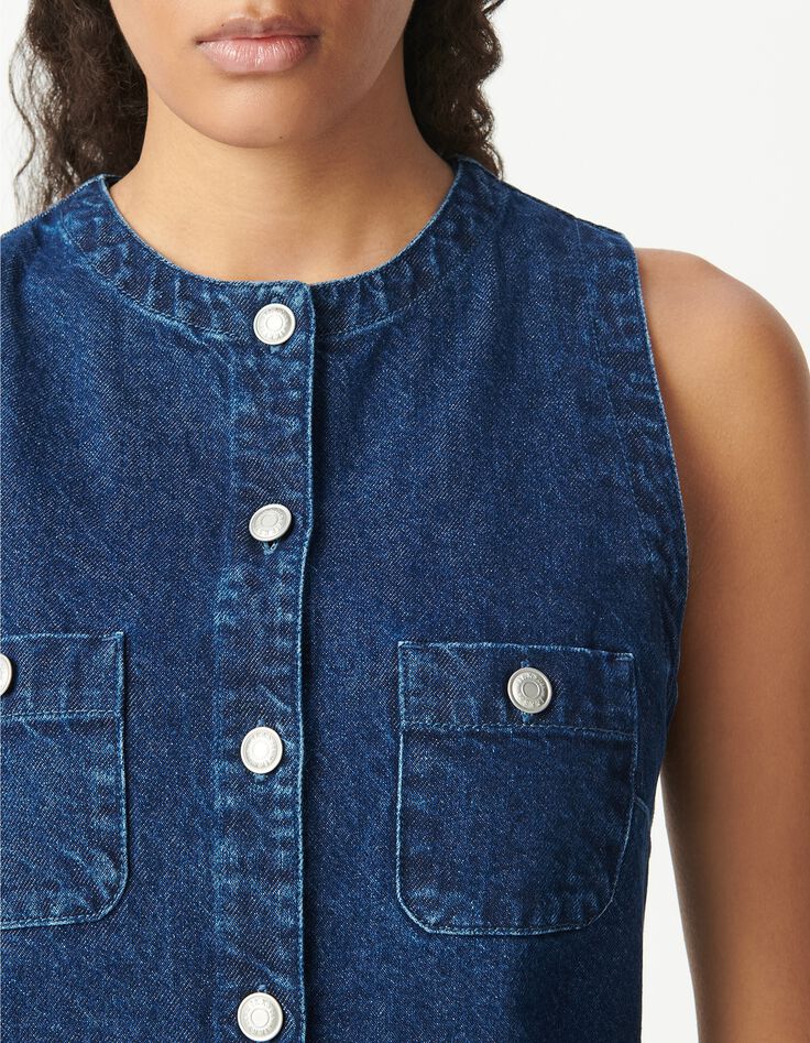 Robe housse en jean bleu waterless poches-4