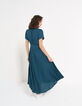 Langes plissiertes Wickelkleid in Sea Green I.Code-3